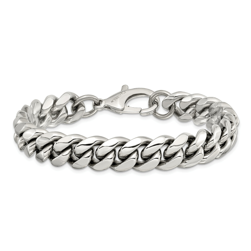 Stainless Steel Polished 8.5in Curb Chain Bracelet