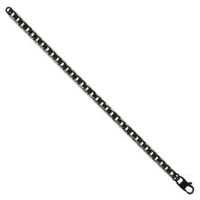 Cargar imagen en el visor de la galería, Stainless Steel Brushed &amp; Textured Black IP-plated Curb Chain 8in Bracelet