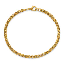 Load image into Gallery viewer, Stainless Steel Polished Yellow IP 8.5in Spiga 4mm Chain Bracelet