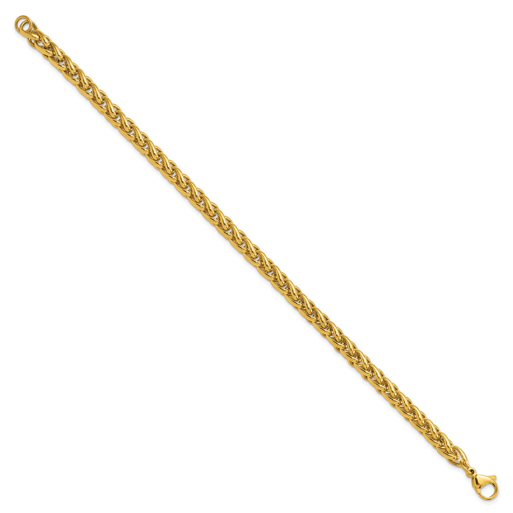 Stainless Steel Polished Yellow IP 8.5in Spiga 6mm Chain Bracelet