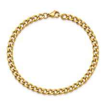 Cargar imagen en el visor de la galería, Stainless Steel Polished Yellow IP 8.5in  Curb 5mm Chain Bracelet