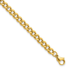 Cargar imagen en el visor de la galería, Stainless Steel Polished Yellow IP 8.5in  Curb 5mm Chain Bracelet