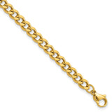 Stainless Steel Polished Yellow IP 8.5in  Curb 5mm Chain Bracelet