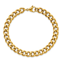 Cargar imagen en el visor de la galería, Stainless Steel Polished Yellow IP 8.5in Curb 8mm Chain Bracelet