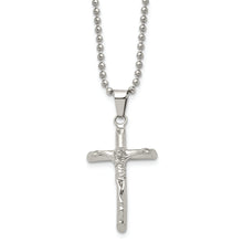 Cargar imagen en el visor de la galería, Stainless Steel Polished Crucifix 20in Necklace