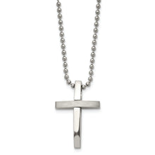 Load image into Gallery viewer, Stainless Steel Brushed and Polished Cross 18in Necklace