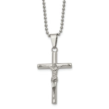 Cargar imagen en el visor de la galería, Stainless Steel Polished Crucifix 22in Necklace