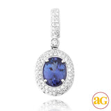 14KW 0.35CTW DIAMOND PENDANT WITH 1.15CT OVAL TANZ