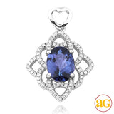 14KW 0.25CTW DIAMOND PENDANT WITH 1.92CT OVAL TANZ