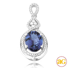 Load image into Gallery viewer, 14KW 0.25CTW DIAMOND PENDANT WITH 3.20CT OVAL TANZ