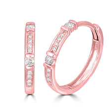 Load image into Gallery viewer, 14K Rose Gold 1/6 Ct.Tw. Diamond Stackable Hoop Earrings