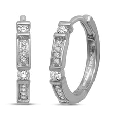 Cargar imagen en el visor de la galería, 14K White Gold 1/6 Ct.Tw. Diamond  Stackable Hoop Earrings