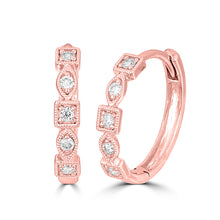 Load image into Gallery viewer, 14K Rose Gold 1/8 Ct.Tw. Diamond Stackable Hoop Earrings