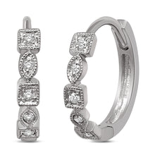 Cargar imagen en el visor de la galería, 14K White Gold 1/8 Ct.Tw. Diamond  Stackable Hoop Earrings