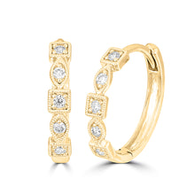 Cargar imagen en el visor de la galería, 14K Yellow Gold 1/8  Ct.Tw. Diamond  Stackable Hoop Earrings