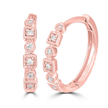 Load image into Gallery viewer, 14K Rose Gold 1/10 Ct.Tw. Diamond Stackable Hoop Earrings