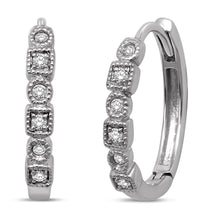 Load image into Gallery viewer, 14K White Gold 1/10 Ct.Tw. Diamond  Stackable Hoop Earrings