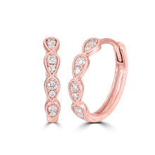 Load image into Gallery viewer, 14K Rose Gold 1/10 Ct.Tw. Diamond Stackable Hoop Earrings