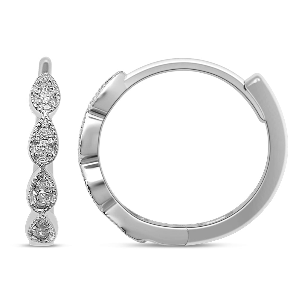 14K White Gold 1/10 Ct.Tw. Diamond  Stackable Hoop Earrings