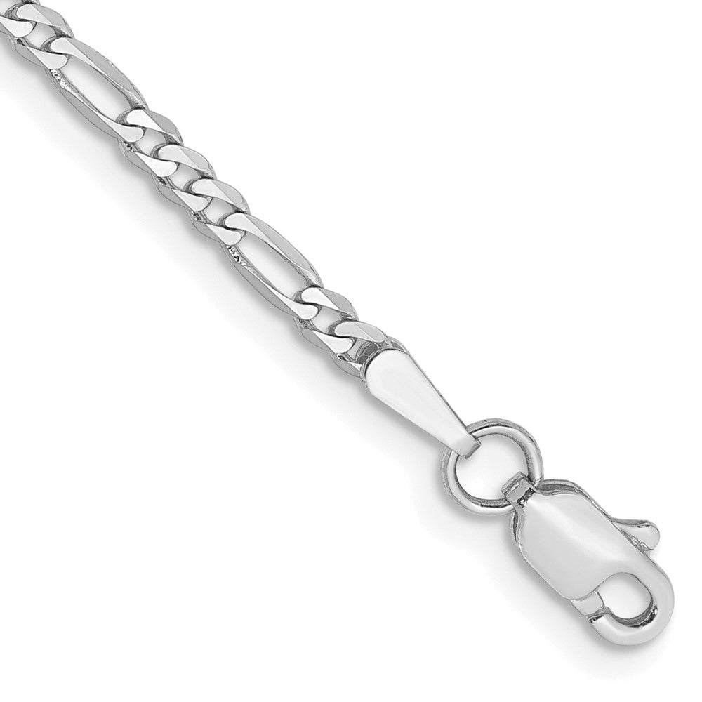 14k WG 2.25mm Flat Figaro Chain Anklet