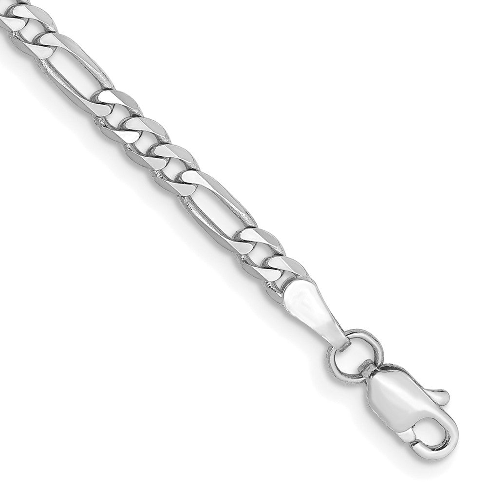 14k WG 3mm Flat Figaro Chain Anklet