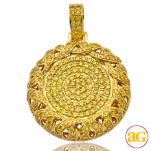 Load image into Gallery viewer, 10KY 5.00CTW YELLOW DIAMOND DISC PENDANT WITH BRAI