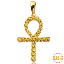 Cargar imagen en el visor de la galería, 10KY 2.00CTW YELLOW DIAMOND ANKH CROSS PENDANT