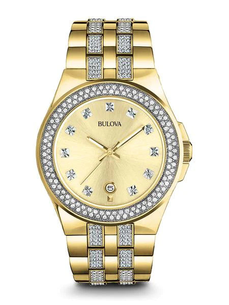 Bulova reloj de cristal de Swarovski chapado en oro 98b174