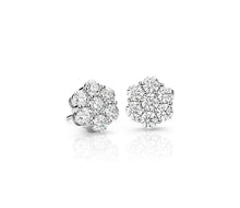 Load image into Gallery viewer, 10k White Gold 1ctw Flower Diamond Earrings