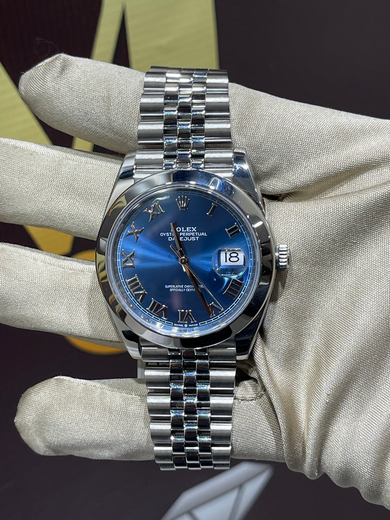 Rolex Datejust azul romano de acero inoxidable de 41 mm