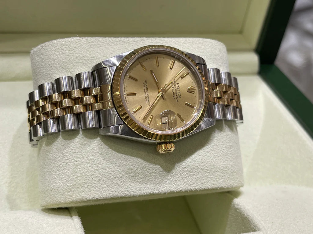 Ladies 31mm Two Tone Rolex Datejust Champagne dial 68273 Monica