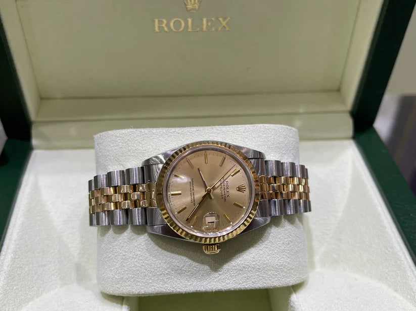 Señoras 31 mm Two Tone Rolex Datejust Champagne dial 68273