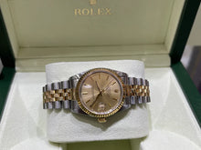 Cargar imagen en el visor de la galería, Señoras 31 mm Two Tone Rolex Datejust Champagne dial 68273