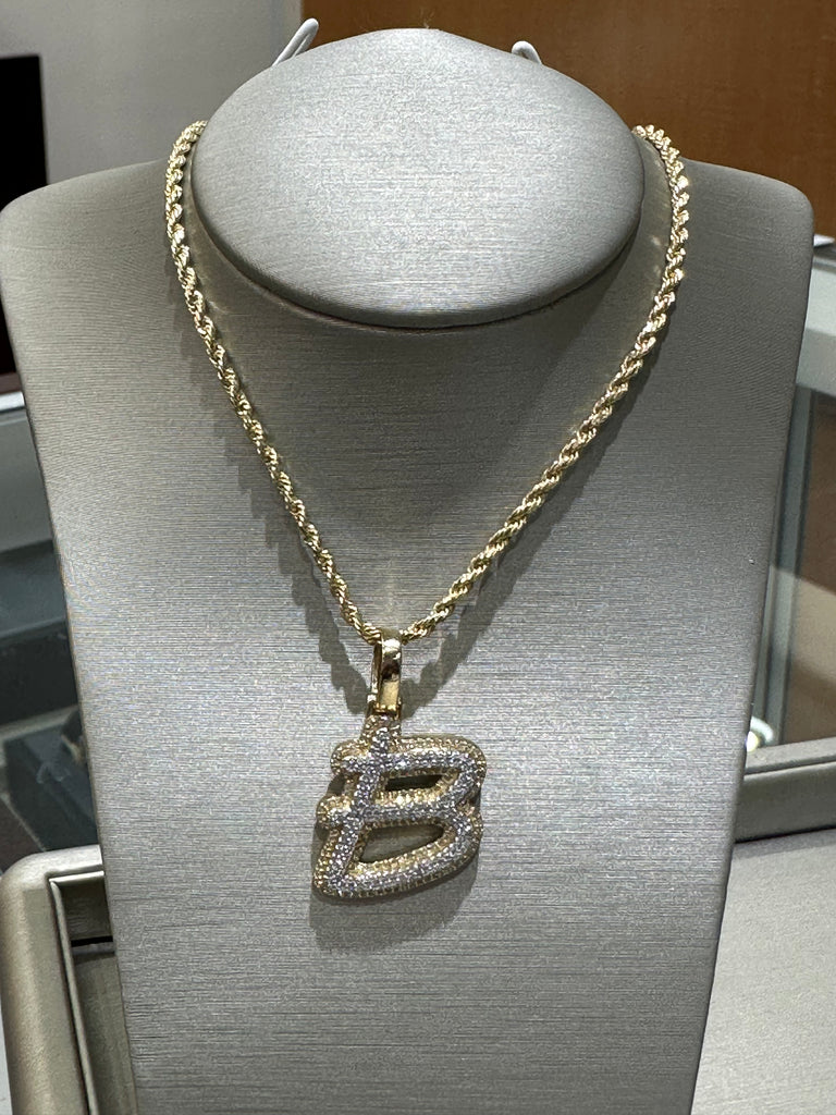 Two Tone Small Diamond Initials WITH chain