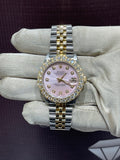 Piedra única rosa Rolex Datejust de dos tonos de 31 mm