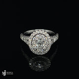 Ladies Oval Double Halo Eng Ring