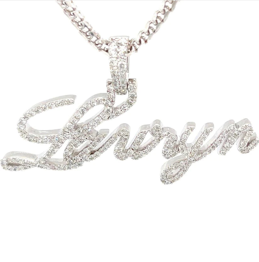 10k White Gold Diamond Custom Diamond Name Pendant