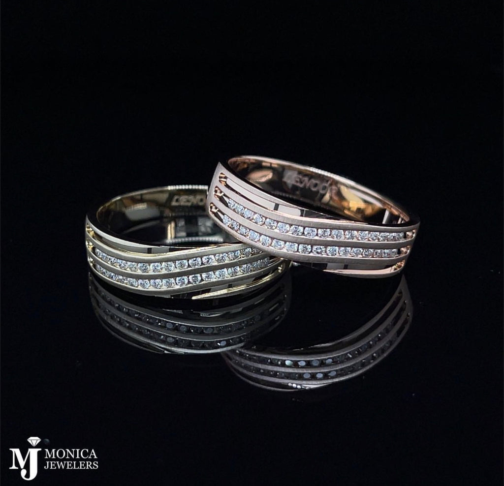 Banda de diamantes elegante de 14k para hombre