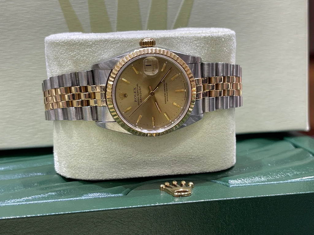 Ladies Preowned 31mm Two Tone Rolex Datejust Champagne dial 68273