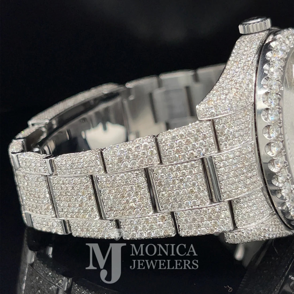 Rolex Bussdown de acero inoxidable de 41 mm | 116300 | 28 quilates | Dial de diamantes baguette