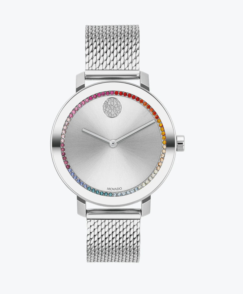 Banda de malla de acero inoxidable Movado Bold Rainbow 3600698 34 mm