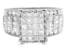 Load image into Gallery viewer, 10K White Gold RD/BAG Diamond Engagement Ring 2ctw